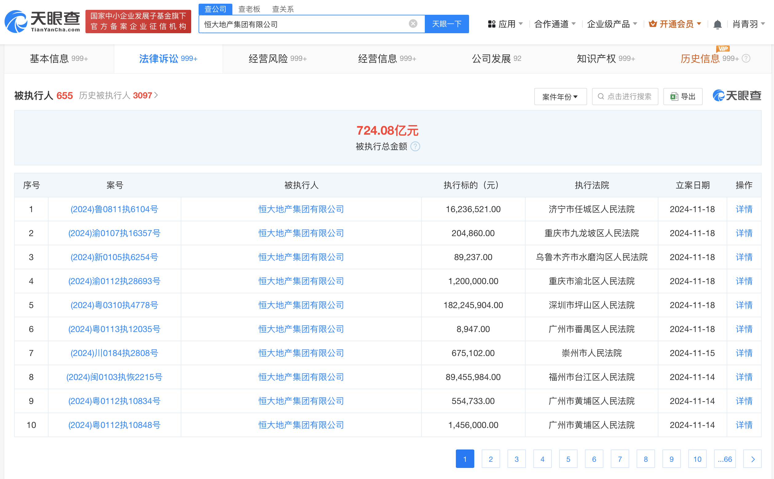 中国恒大集团被列为老赖