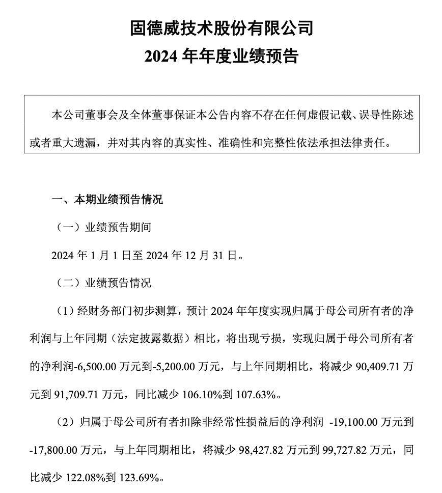 固德威最新公告：2024年净利润亏损6315万元