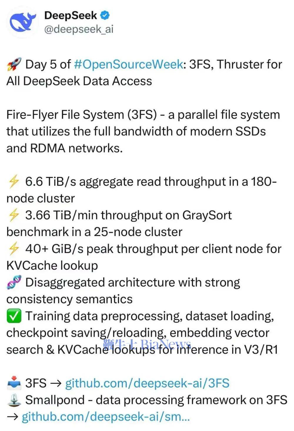 纳睿雷达：鉴于DeepSeek公司已经开源其源代码任何企业都可以获取DeepSeek的开源代码和模型并进行二次开发和应用