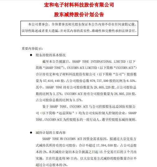 和辉光电：集成电路基金拟减持不超2%公司股份